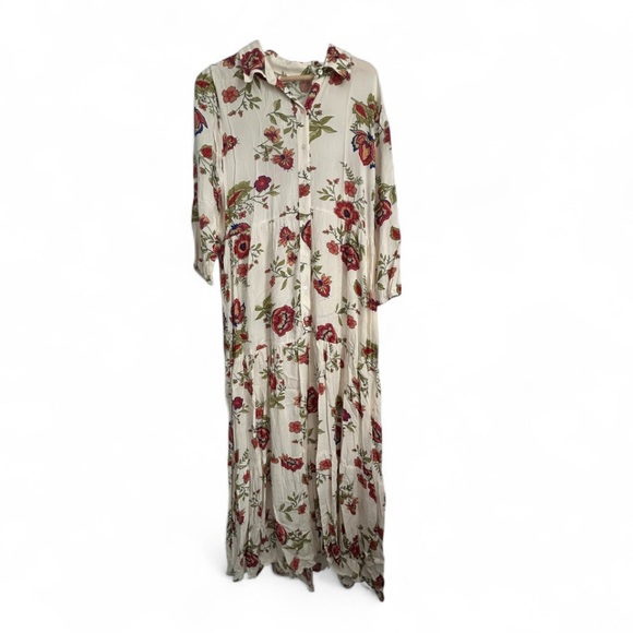 NY Collection Petite 3/4 Sleeve Crinkle Tiered Maxi Dress - Picture 5 of 5